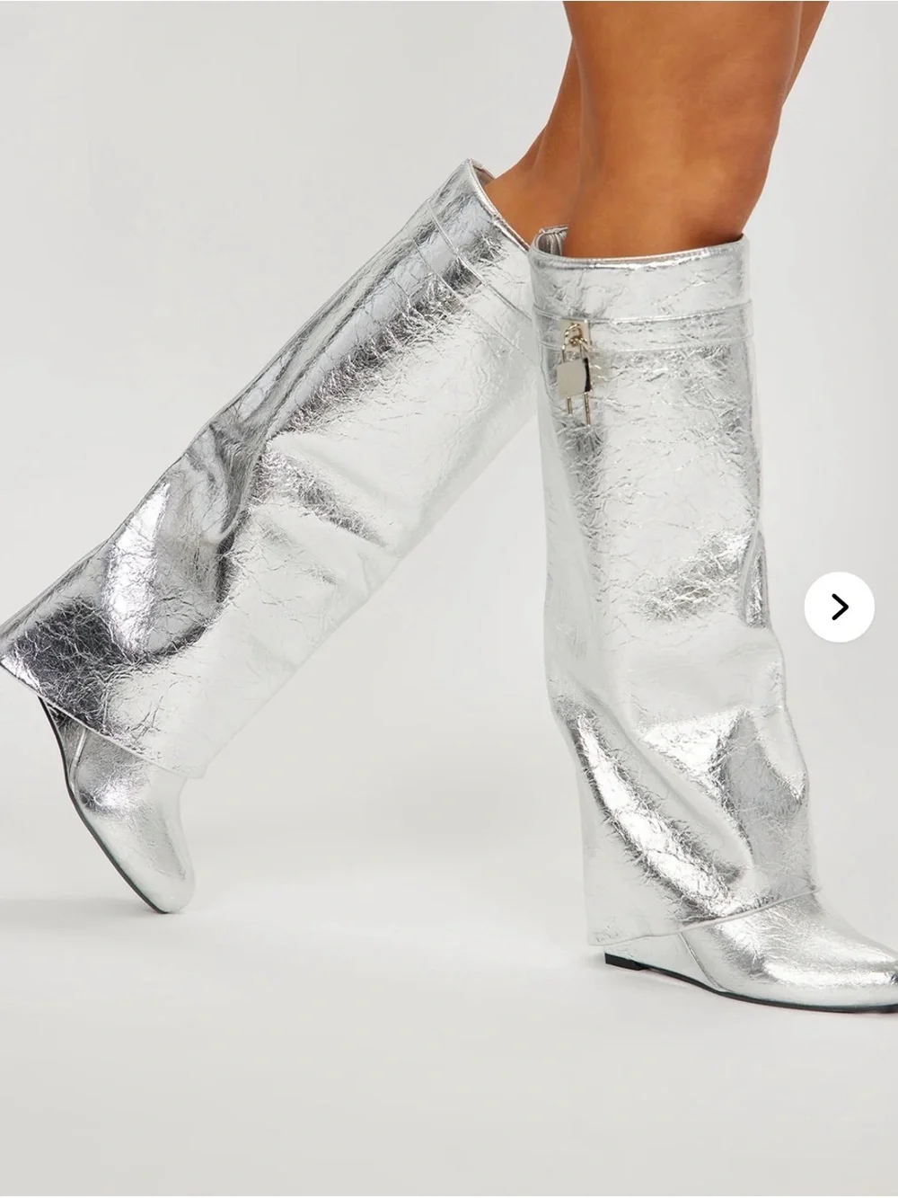 NWOB Fashion Nova | Ultimate Flirt Overlay Boots - Silver